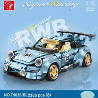Thumbnail for Building Blocks Tech MOC Supercar Porsche 911 RWB Bricks Toys T5036B - 2