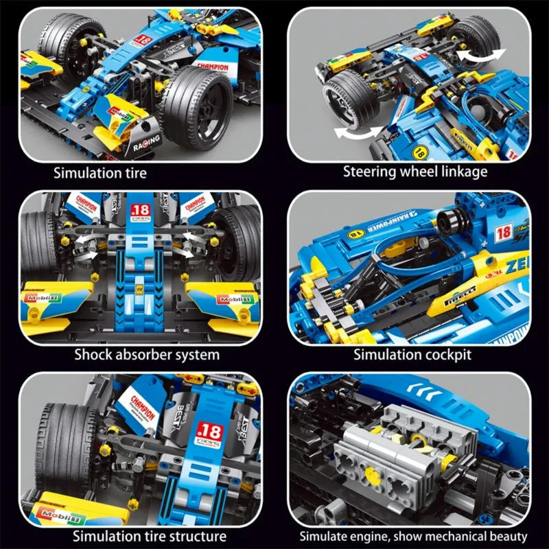 Building Blocks Tech MOC T2019 F1 Alternate Super Racing Car Bricks Toys Construction Set Toys - 4