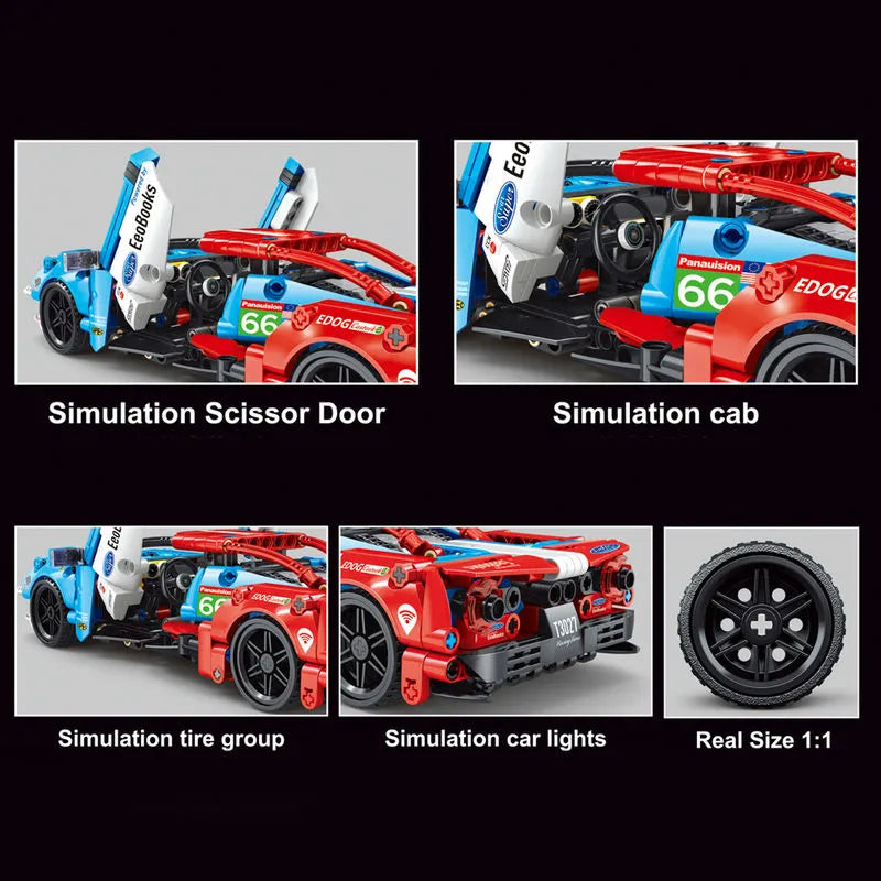Building Blocks Tech MOC T3027 Super Sports Racing Car Bricks Toys Construction Set Toys - 2