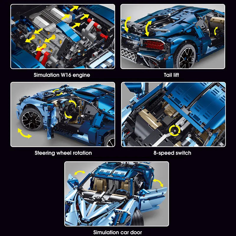 Building Blocks Tech MOC T5004 Bugatti Divo Racing Car Bricks Toys - 5