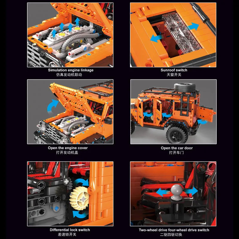 Building Blocks Tech MOC T5015 Off-Road SUV AWD Tank 300 Car Bricks Toys - 4