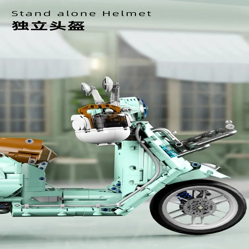 Building Blocks Tech MOC Vespa Classic 300 Motorcycle Bricks Toy T4025A - 4