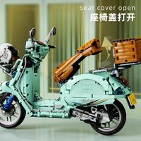 Thumbnail for Building Blocks Tech MOC Vespa Classic 300 Motorcycle Bricks Toy T4025A - 7