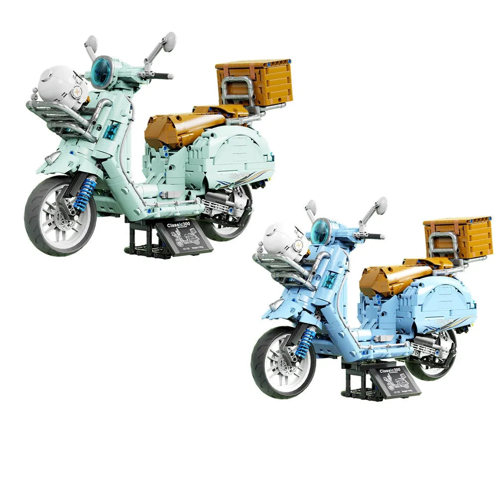 Building Blocks Tech MOC Vespa Classic 300 Motorcycle Bricks Toy T4025A Construction Set Toys - 3