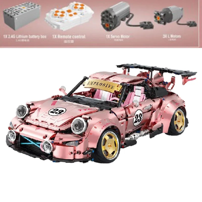 Building Blocks Tech Motorized RC Porsche 911 RWB Supercar Bricks Toy T5036A Construction Set Toys - 1