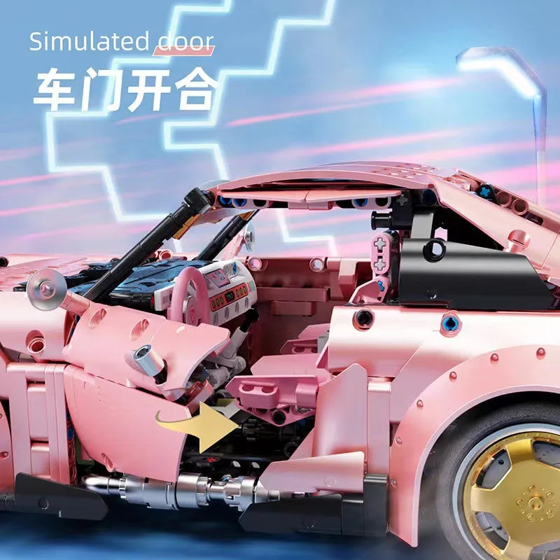 Building Blocks Tech Motorized RC Porsche 911 RWB Supercar Bricks Toy T5036A Construction Set Toys - 8