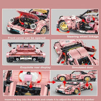 Thumbnail for Building Blocks Tech Motorized RC Porsche 911 RWB Supercar Bricks Toy T5036A Construction Set Toys - 10