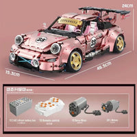 Thumbnail for Building Blocks Tech Motorized RC Porsche 911 RWB Supercar Bricks Toy T5036A Construction Set Toys - 4