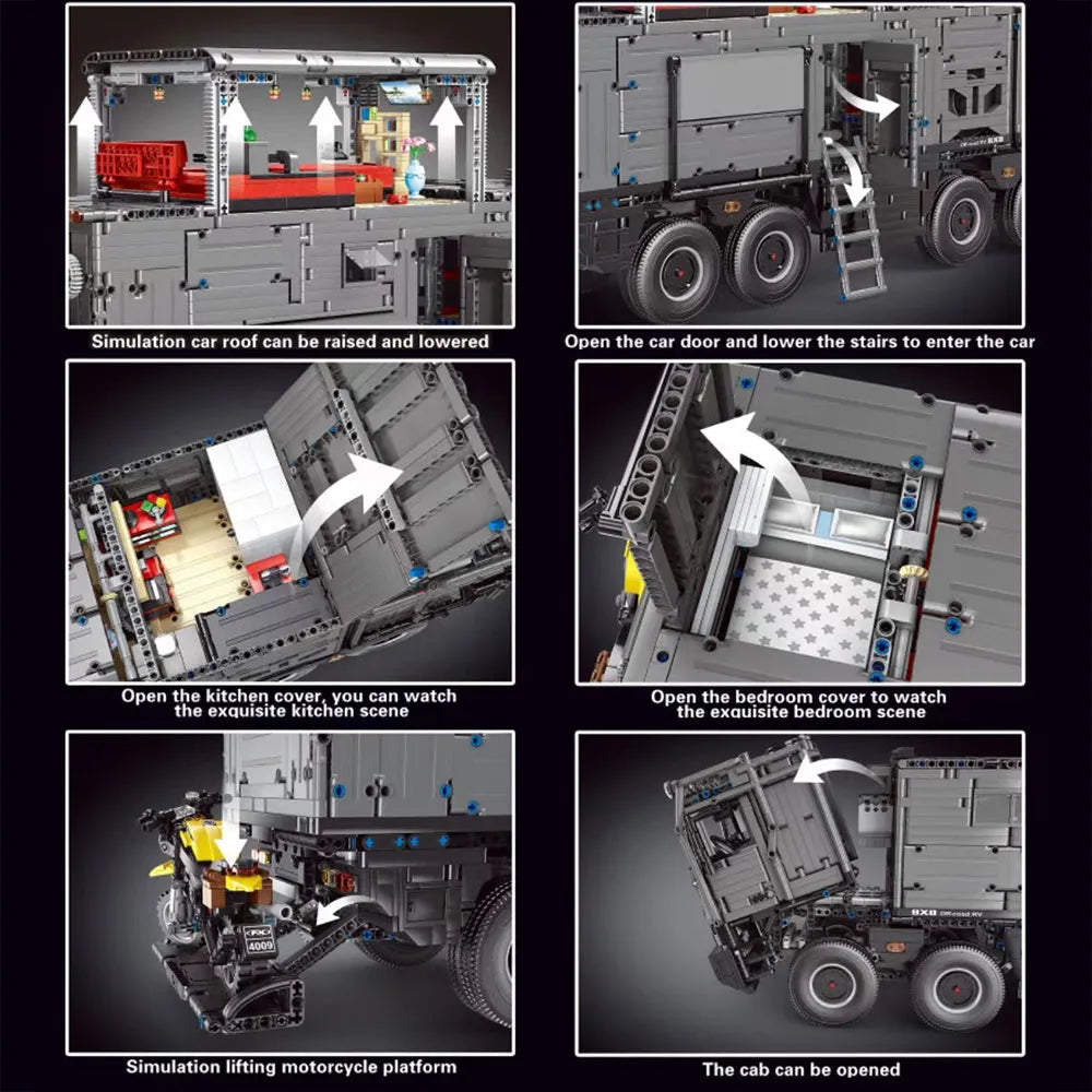Building Blocks Technical MOC RV Off - Road Heavy Truck Bricks Toys T4009 - 4