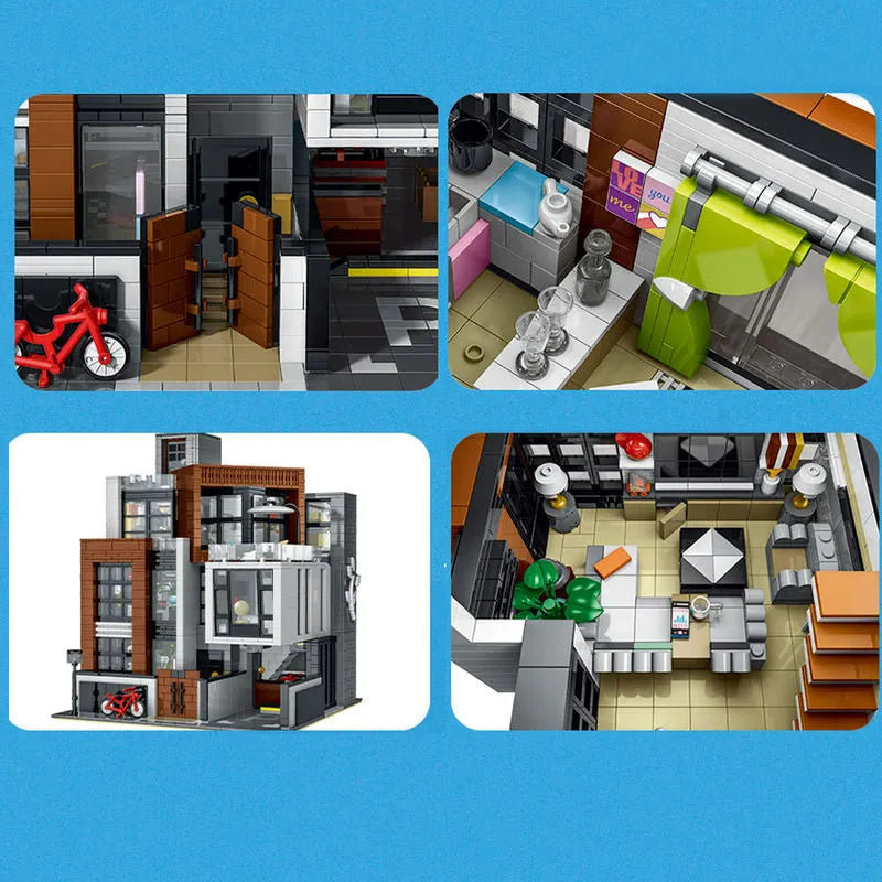 Building Blocks City Experts Street MOC Brown Modern Villa Bricks Toy 10204 - 10