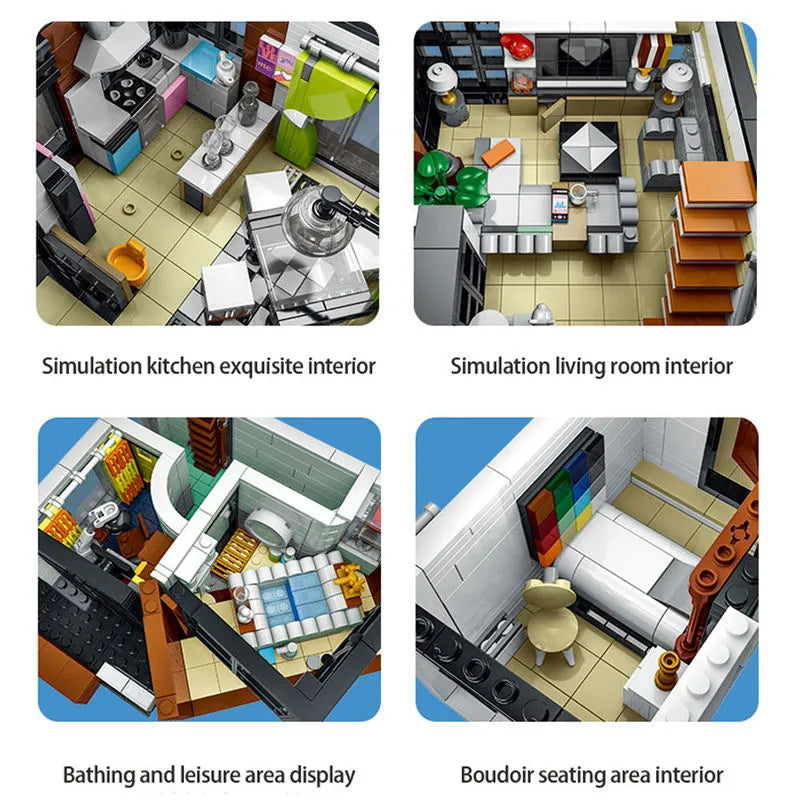Building Blocks City Experts Street MOC Brown Modern Villa Bricks Toy 10204 Construction Set Toys - 6