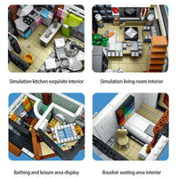 Thumbnail for Building Blocks City Experts Street MOC Brown Modern Villa Bricks Toy 10204 Construction Set Toys - 6