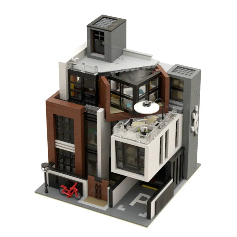 Building Blocks City Experts Street MOC Brown Modern Villa Bricks Toy 10204 - 5