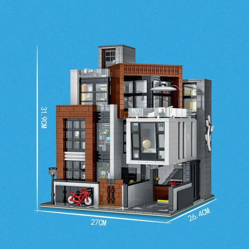 Building Blocks City Experts Street MOC Brown Modern Villa Bricks Toy 10204 - 11
