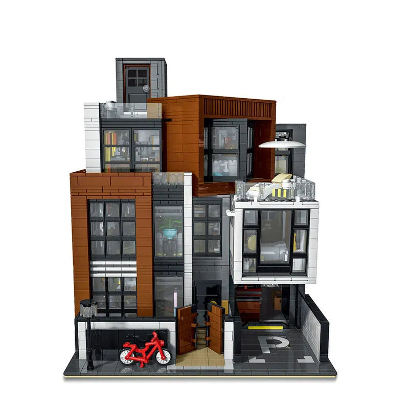 Building Blocks City Experts Street MOC Brown Modern Villa Bricks Toy 10204 - 8