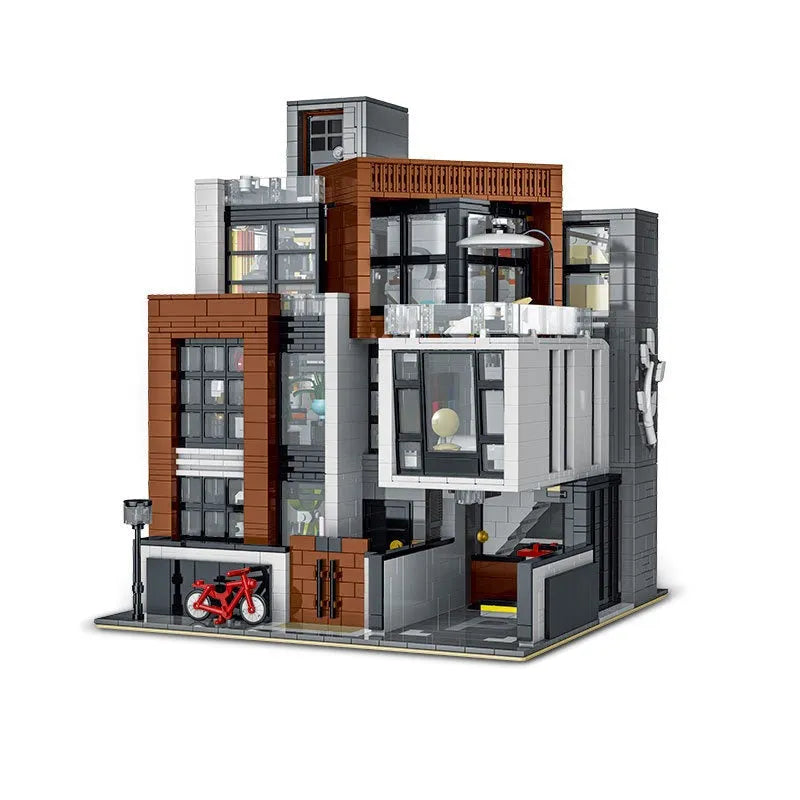 Building Blocks City Experts Street MOC Brown Modern Villa Bricks Toy 10204 - 16