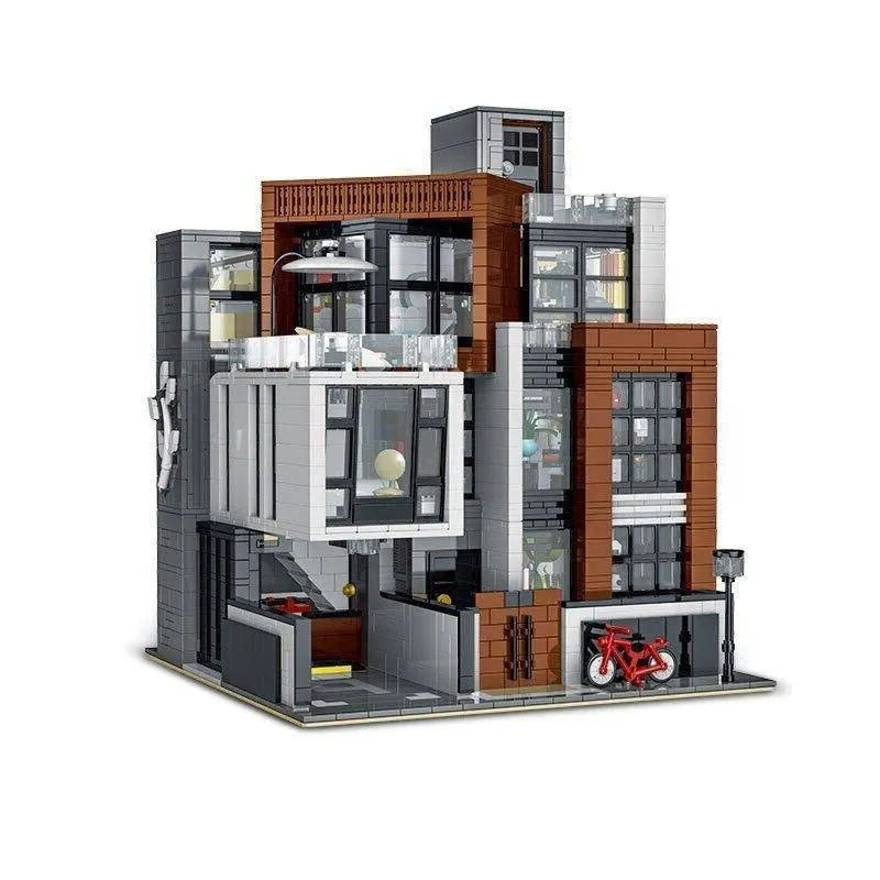Building Blocks City Experts Street MOC Brown Modern Villa Bricks Toy 10204 - 1