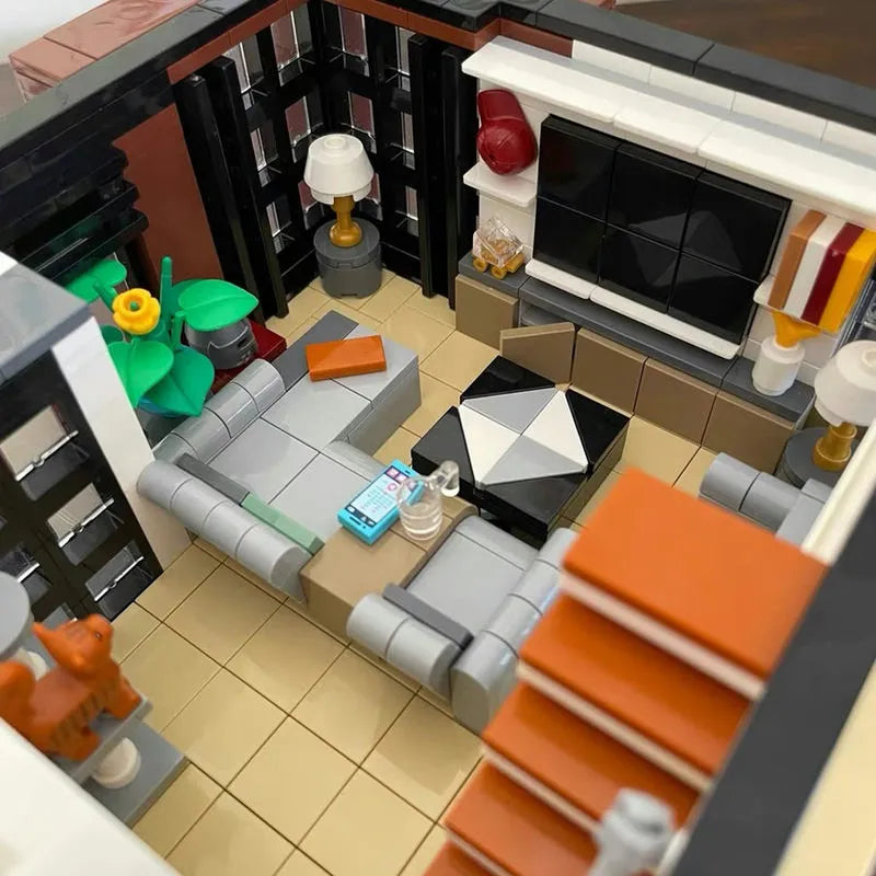 Building Blocks City Experts Street MOC Brown Modern Villa Bricks Toy 10204 Construction Set Toys - 13