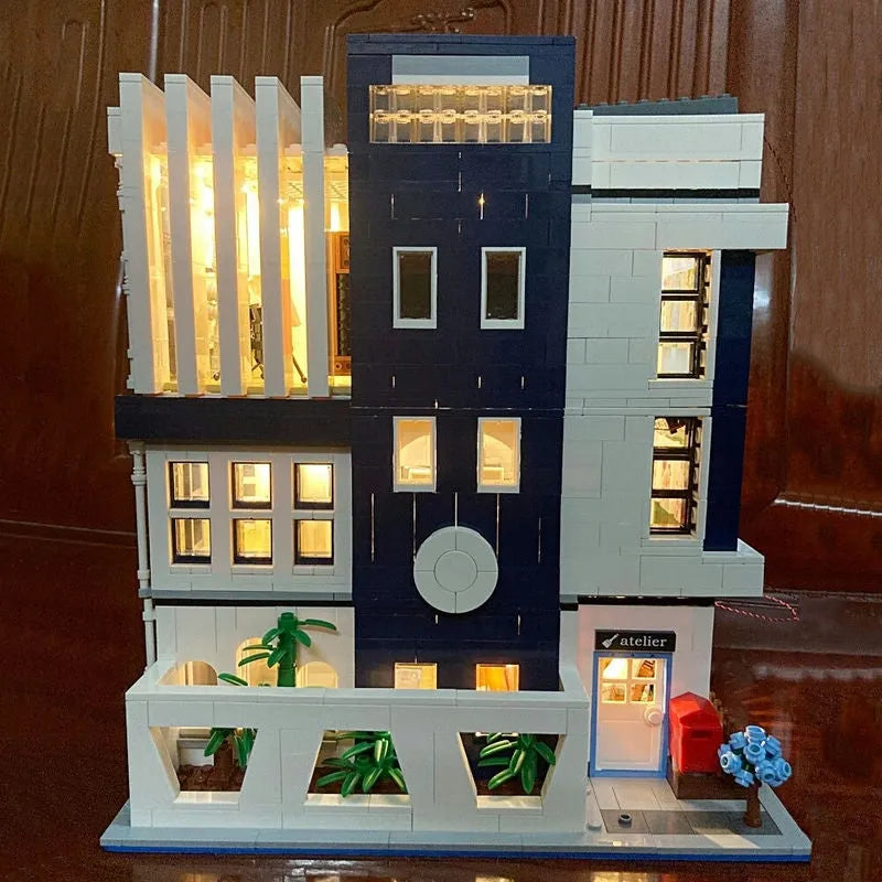 Building Blocks City Street MOC Set Art Gallery Showcase LED Bricks Toy 10201 Construction Set Toys - 11