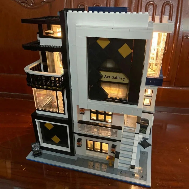 Building Blocks City Street MOC Set Art Gallery Showcase LED Bricks Toy 10201 Construction Set Toys - 10
