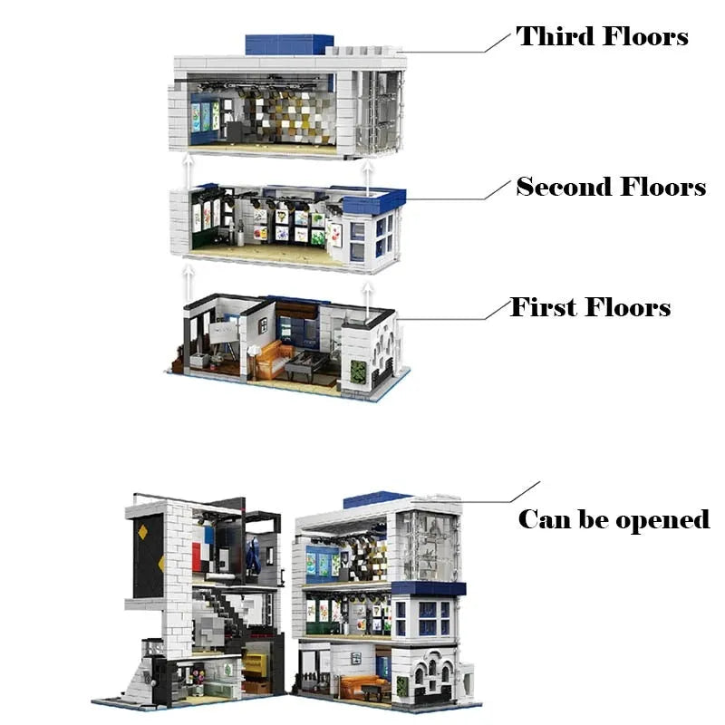 Building Blocks City Street MOC Set Art Gallery Showcase LED Bricks Toy 10201 Construction Set Toys - 5