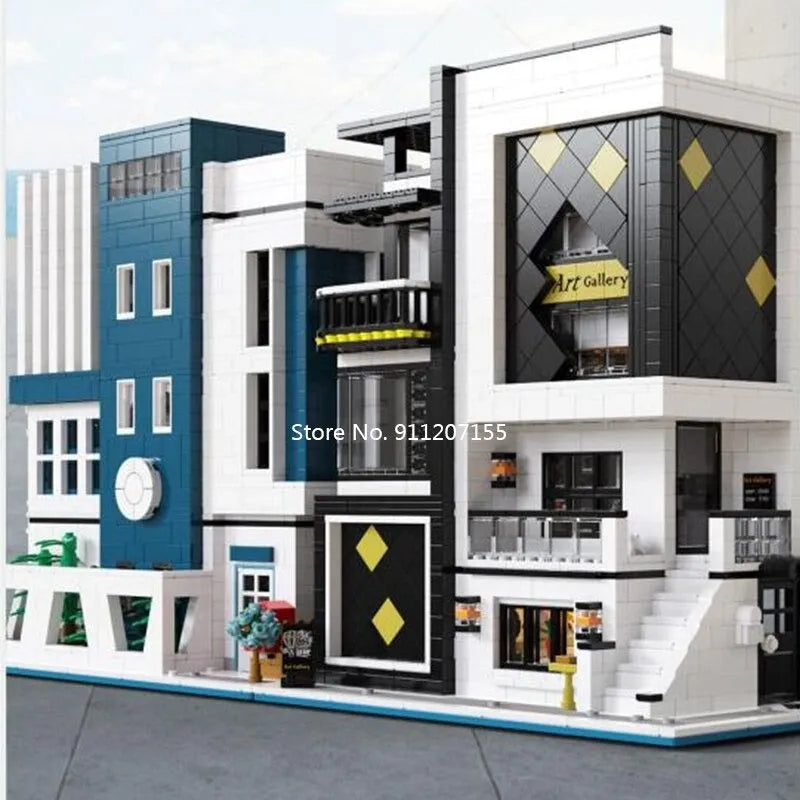 Building Blocks City Street MOC Set Art Gallery Showcase LED Bricks Toy 10201 Construction Set Toys - 14