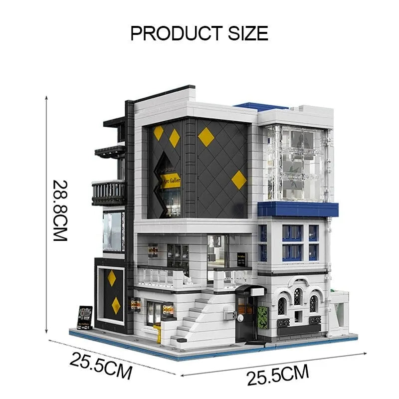 Building Blocks MOC City Street Art Gallery Showcase LED Bricks Kids Toys - 1