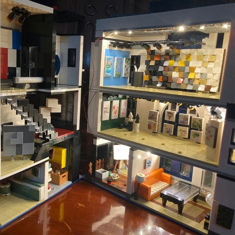 Building Blocks MOC City Street Art Gallery Showcase LED Bricks Kids Toys - 10