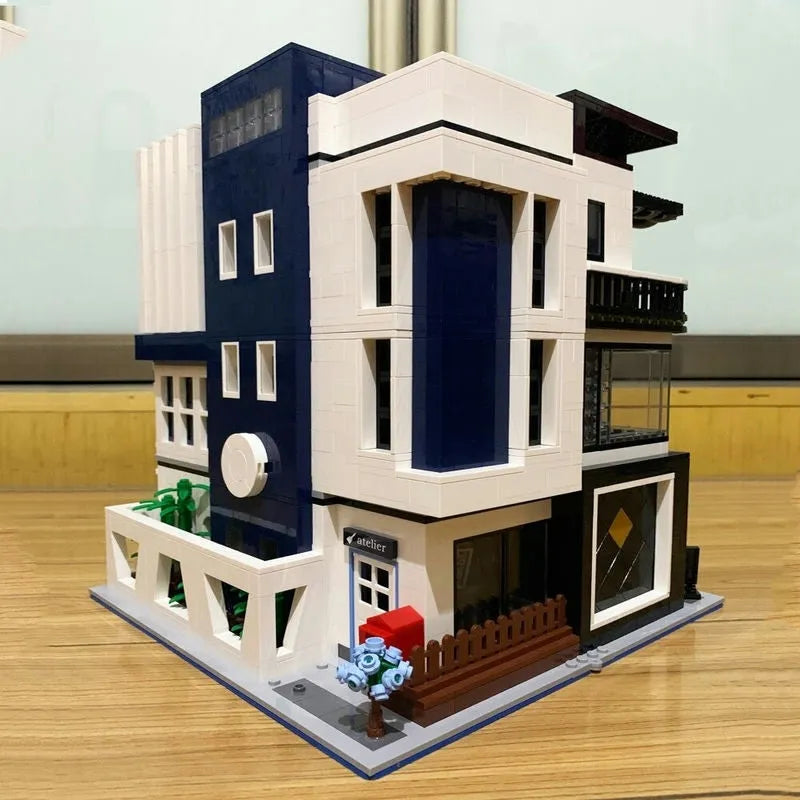 Building Blocks MOC City Street Art Gallery Showcase LED Bricks Kids Toys - 9