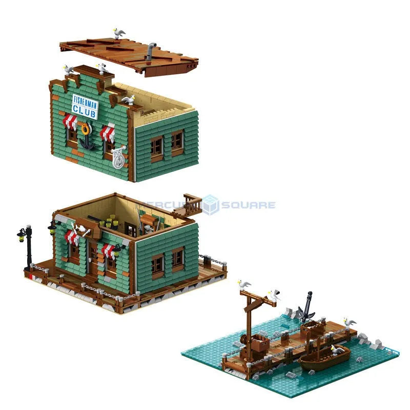 Building Blocks MOC City Street Expert Fisherman Club House Bricks Toy 30107 - 3