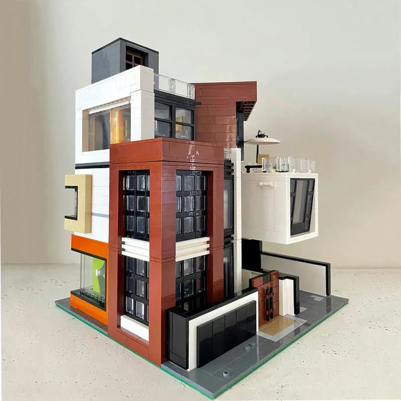 Building Blocks MOC City Street Expert Modern Brown Villa Bricks Toy 10204 - 13