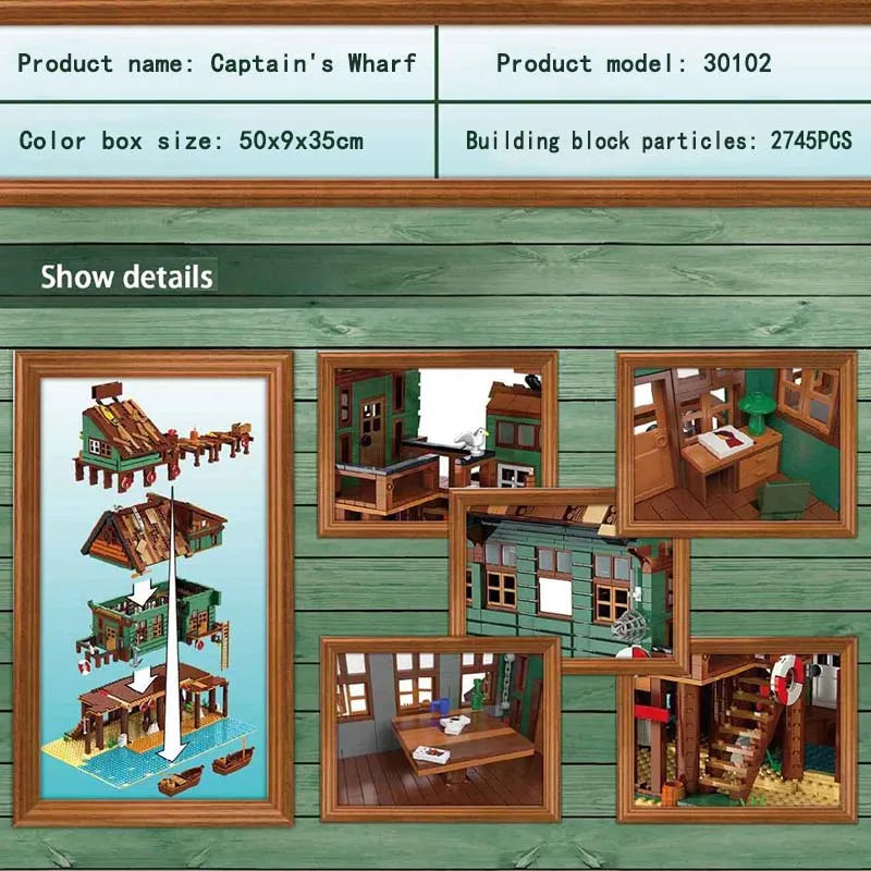 Building Blocks MOC City Street Expert Old Captain’s Wharf Bricks Toy 30102 - 7