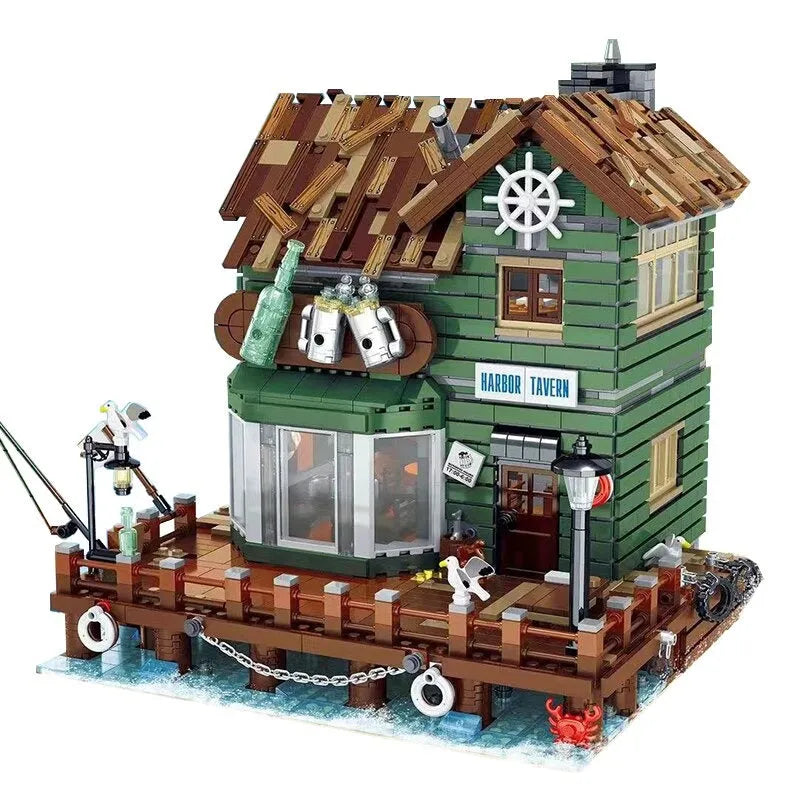 Building Blocks MOC City Street Expert Old Harbor Tavern Bricks Toy 30108 - 1