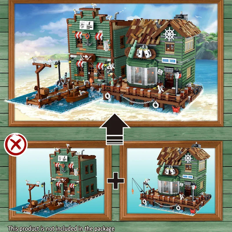 Building Blocks MOC City Street Expert Old Harbor Tavern Bricks Toy 30108 - 5