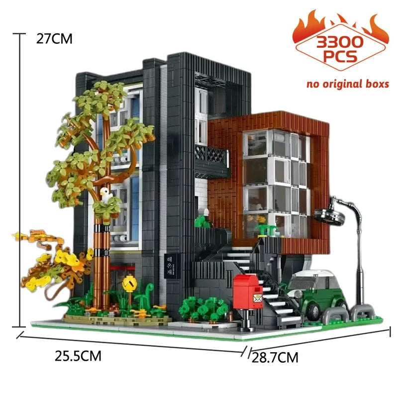 Building Blocks MOC City Street Experts Modern Korean Villa Bricks Toy EU - 1