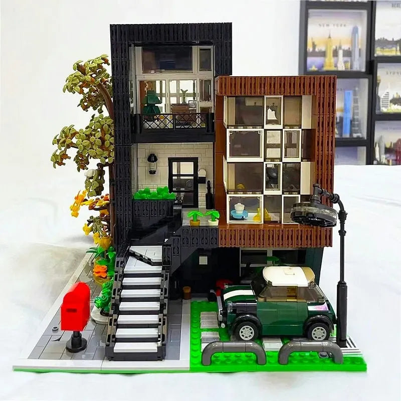 Building Blocks MOC Experts Street Modern Korean Villa Kids Bricks Toys Construction Set Toys - 3