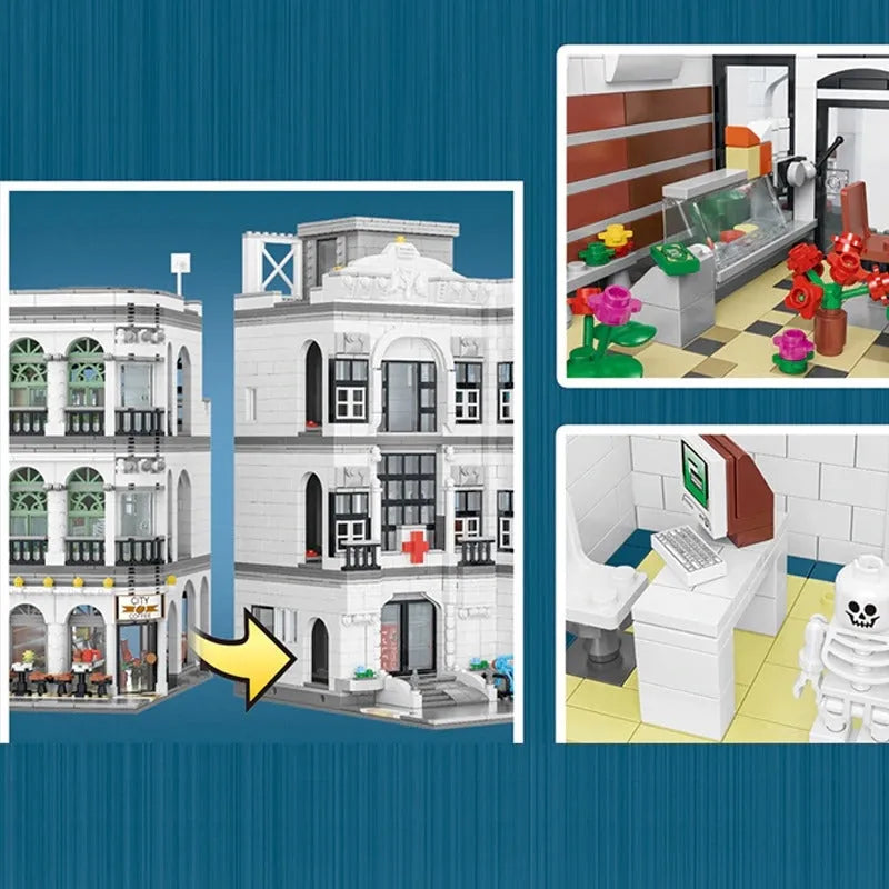 Building Blocks MOC Street Expert City Hospital Bricks Toy 10188 - 4