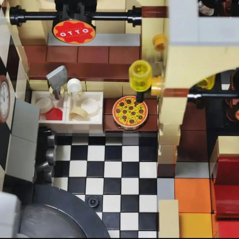 Building Blocks MOC Street Expert City Pizza House Bricks Toy 10202 Construction Set Toys - 11