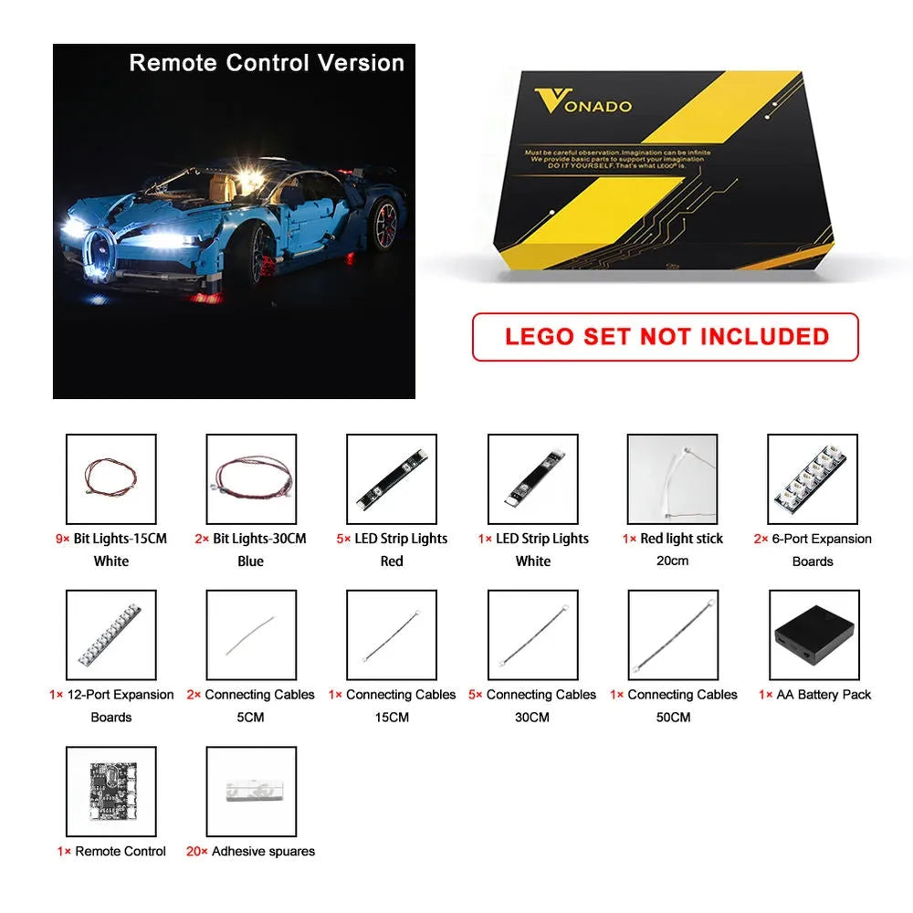 Lights Set DIY LED Light Set For 42083 Bugatti Chiron Construction Set Toys - 9