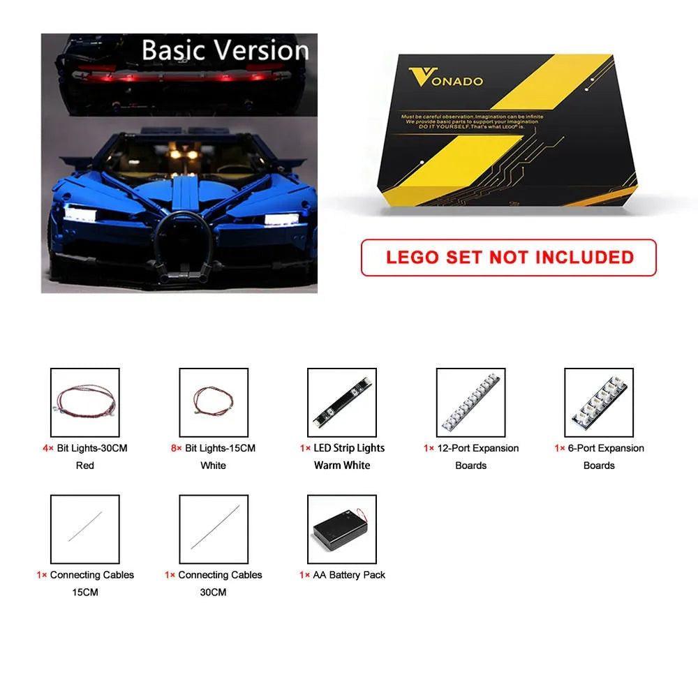 Lights Set DIY LED Light Set For 42083 Bugatti Chiron Construction Set Toys - 8