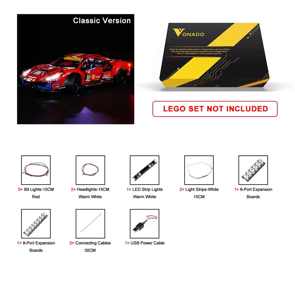 Lights Set DIY LED Lighting Set For 42125 Ferrari 488 GTE Construction Set Toys - 8