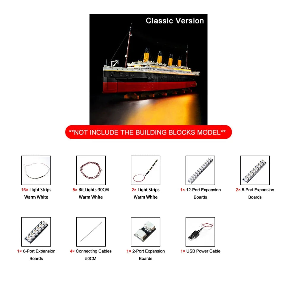 Lights Set DIY LED Lights Set For Creator 10294 Titanic Ship Construction Set Toys - 17