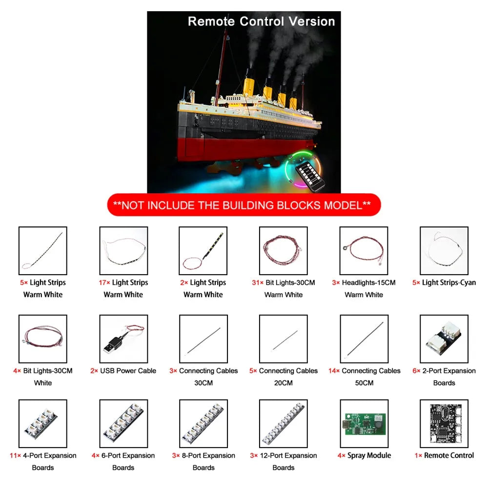 Lights Set DIY LED Lights Set For Creator 10294 Titanic Ship Construction Set Toys - 19