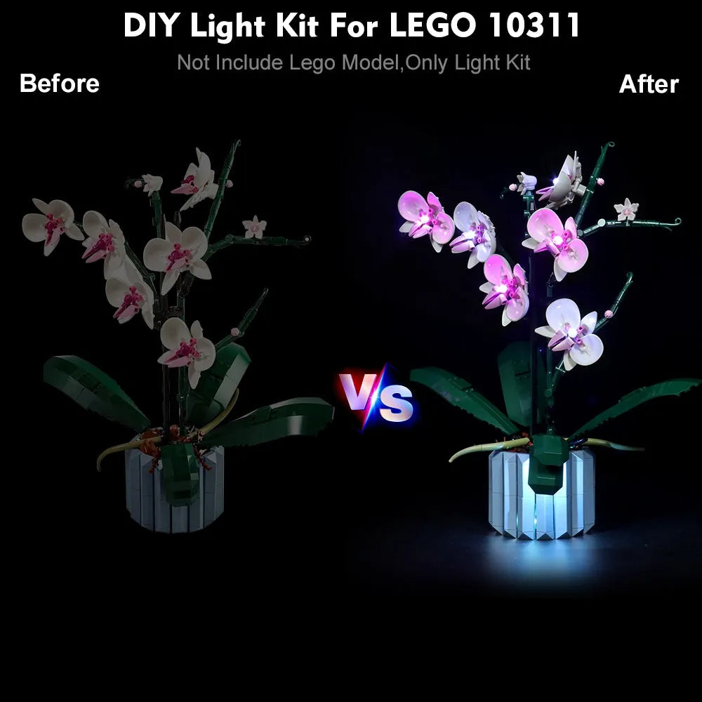 Lights Set DIY LED Lights Set For Ideas 10311 Orchid Plant Construction Set Toys - 6
