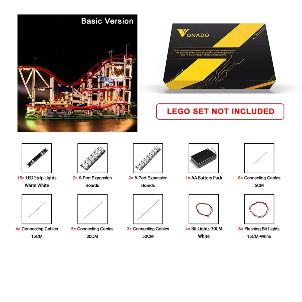 Led Loop Rollercpaster LED Light Kit for Building Blocks Roller Coaster Model