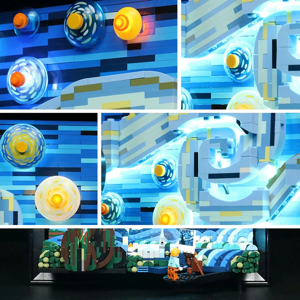 Lights Set LED Light Set For Ideas 21333 The Starry Night Vincent Van Gogh Construction Set Toys - 8