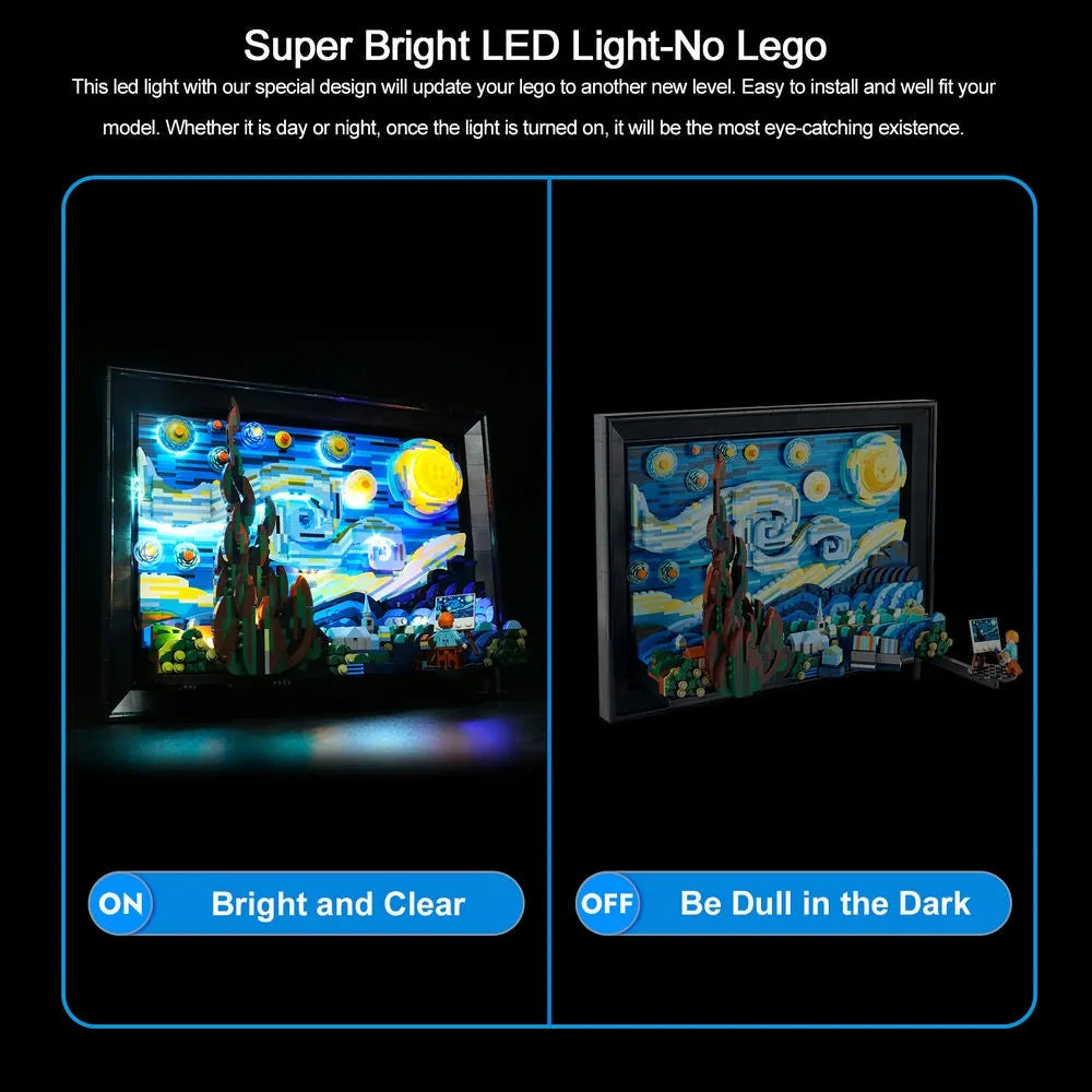 Lights Set LED Light Set For Ideas 21333 The Starry Night Vincent Van Gogh Construction Set Toys - 4