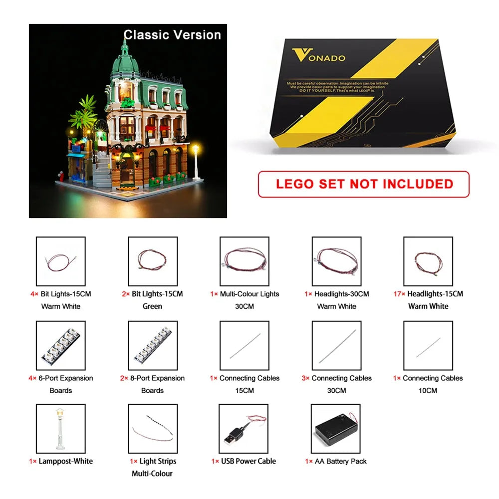 Lights Set LED Lighting Set For Creator 10297 Boutique Hotel Construction Set Toys - 11