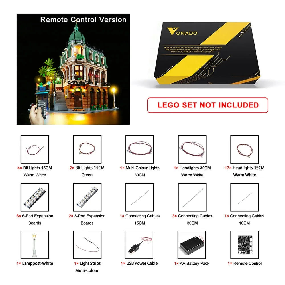 Lights Set LED Lighting Set For Creator 10297 Boutique Hotel Construction Set Toys - 12