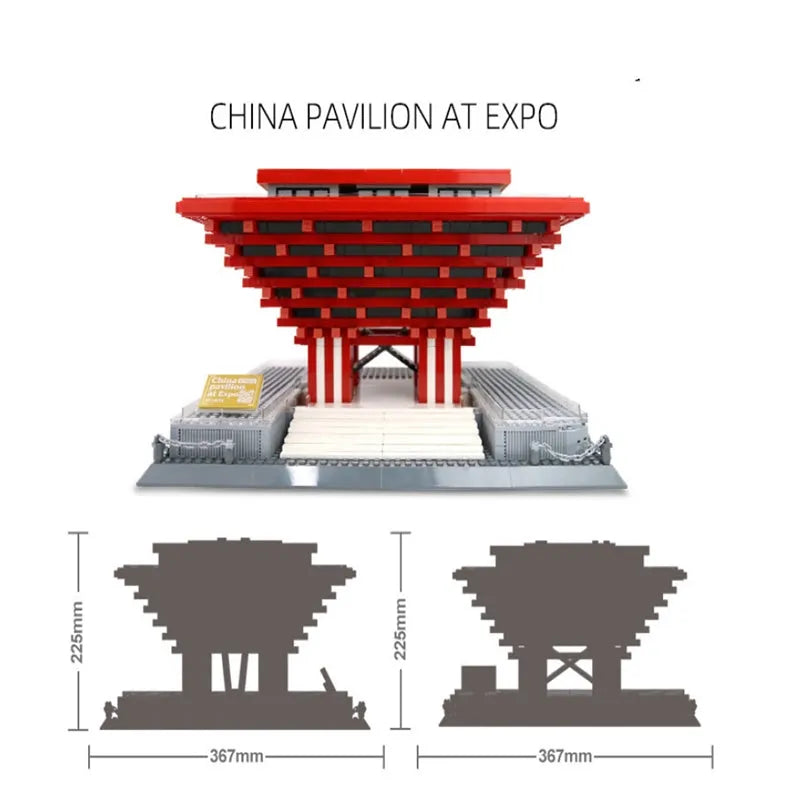 Building Blocks Architecture Famous China Pavilion At Expo Bricks Toy 7210 - 7